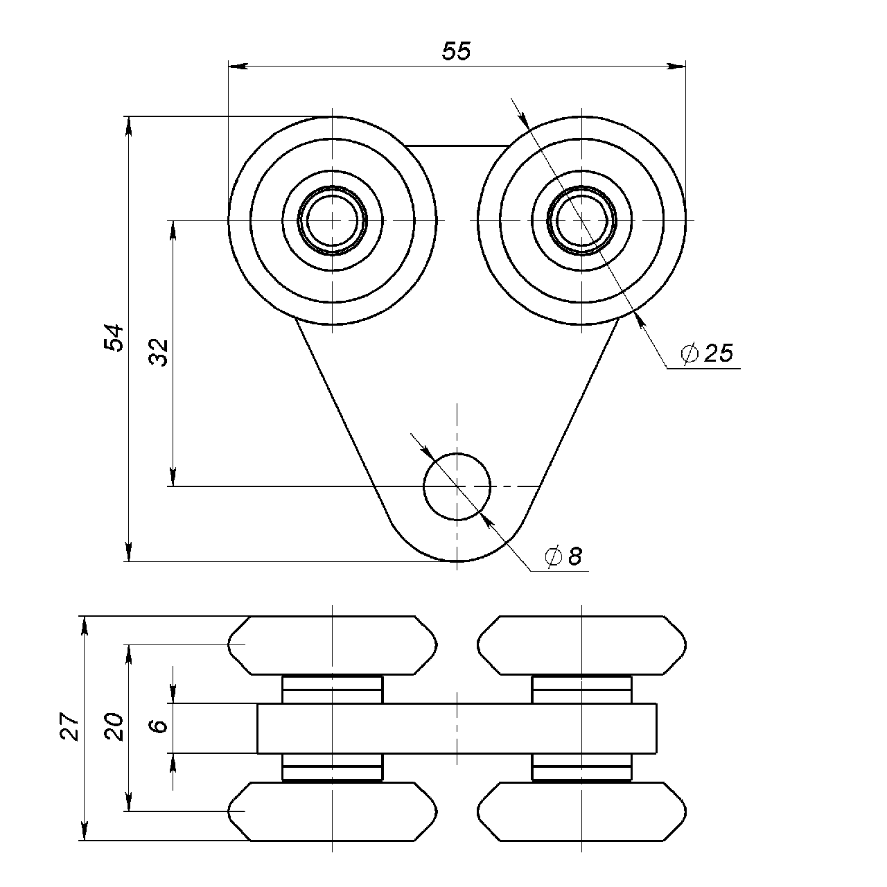 Каретка Roll Grand Стрикс М2а для подвесных систем/механизмов и подвесных ворот до 150 кг (1351) - фото 2 Каретка Roll Grand Стрикс М2а для подвесных систем/механизмов и подвесных ворот до 150 кг (1351) - фото 2