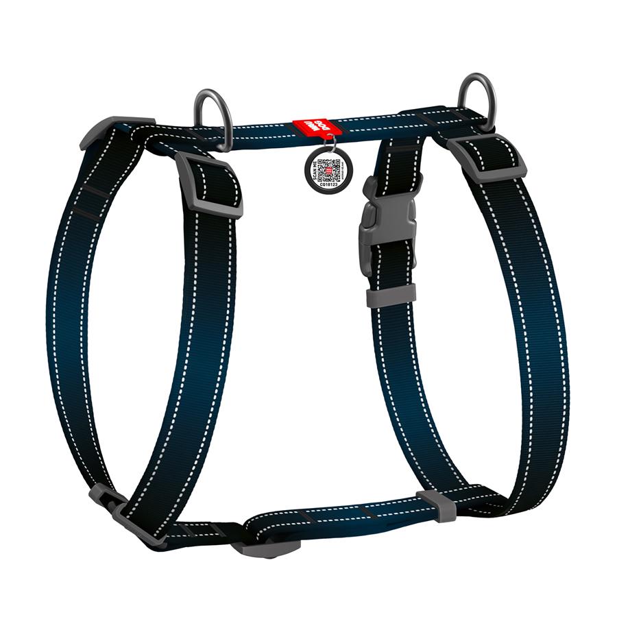 Шлея для собак анатомическая Waudog Nylon Mono с QR-паспортом светоотражающая S 15 мм A 30-40 см/B 30-50 см Black (52711)