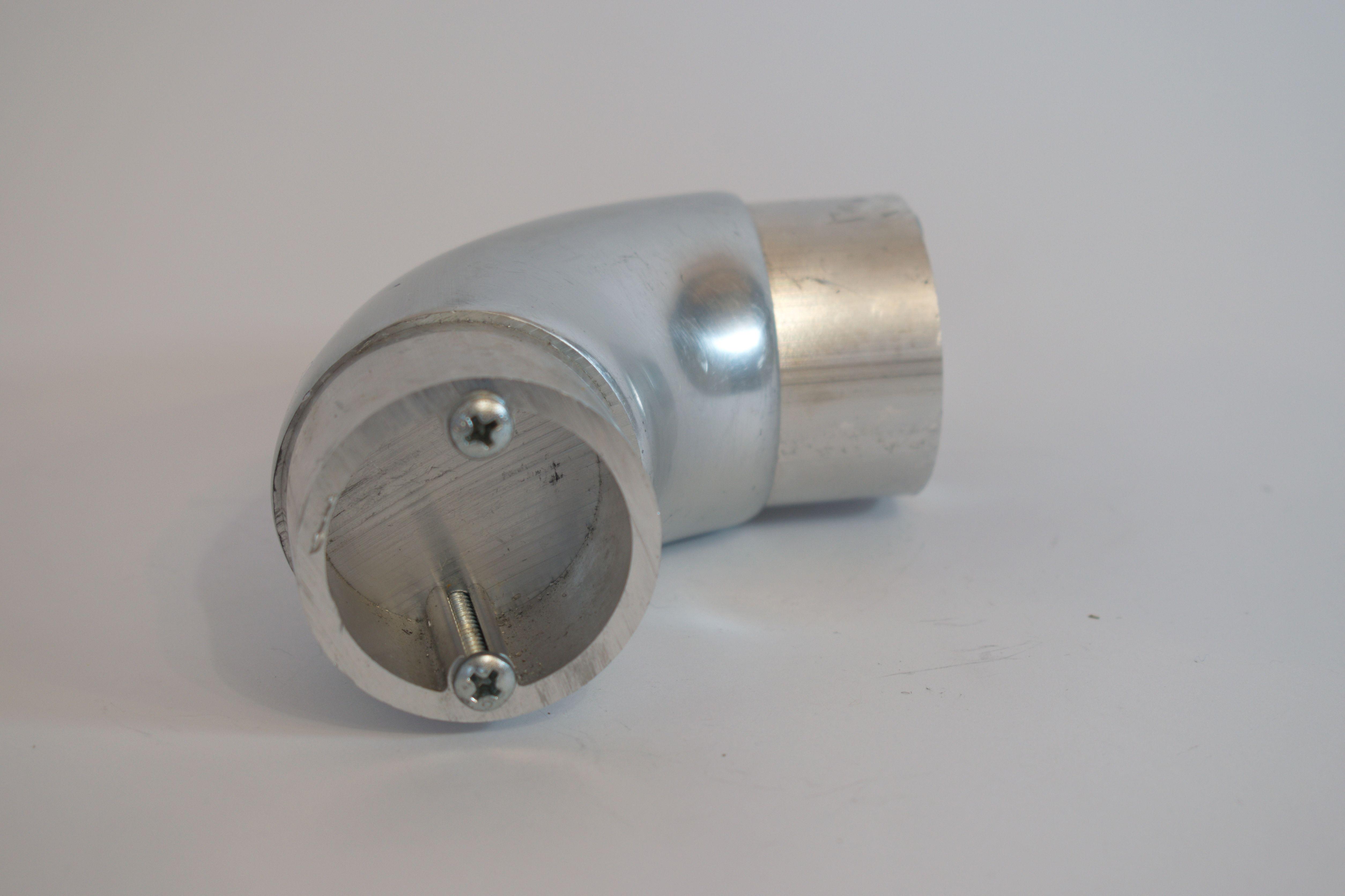 Поворот поручня 90° литий до алюмінієвих поручнів тип коло Срібний (10524с)