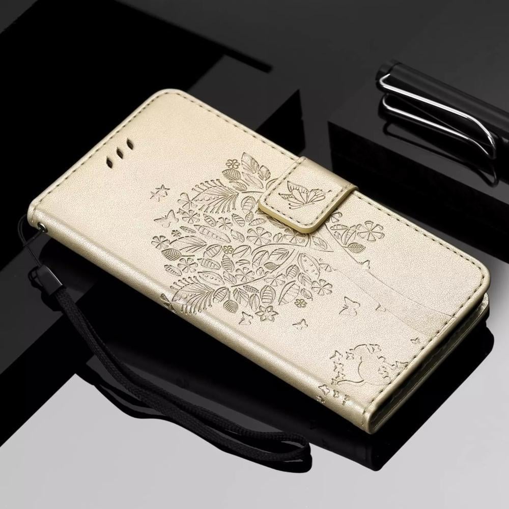 Чехол книжка Xiaomi Redmi Note 13 Pro (чехол кот и дерево) Gold (35777-2A)