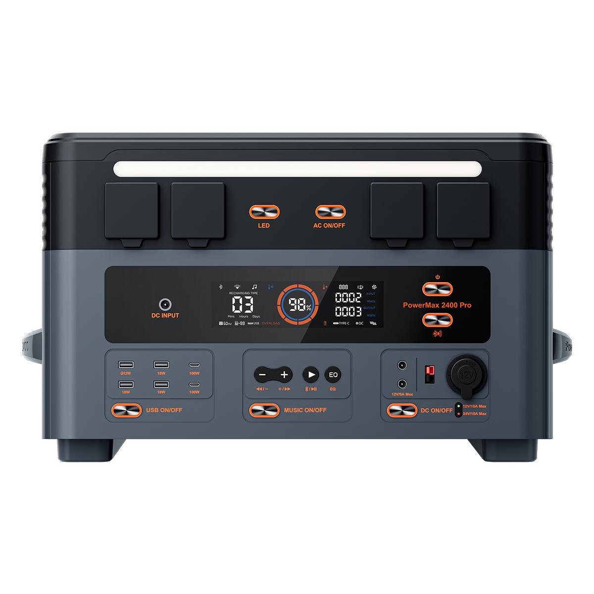 Зарядная станция Oscal PowerMax 2400 Pro со встроенной акустикой/беспроводной зарядкой и Wi-Fi/Bluetooth - фото 2 Зарядная станция Oscal PowerMax 2400 Pro со встроенной акустикой/беспроводной зарядкой и Wi-Fi/Bluetooth - фото 2