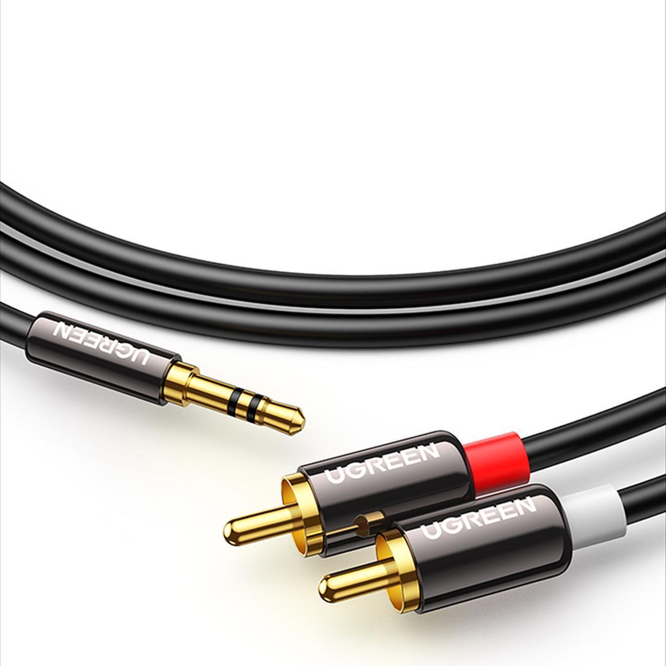 Кабель UGREEN 3.5 мм minijack-2RCA стерео тюльпани Hi-Fi звук RCA AUX Y 5 м Чорний (10591) - фото 9