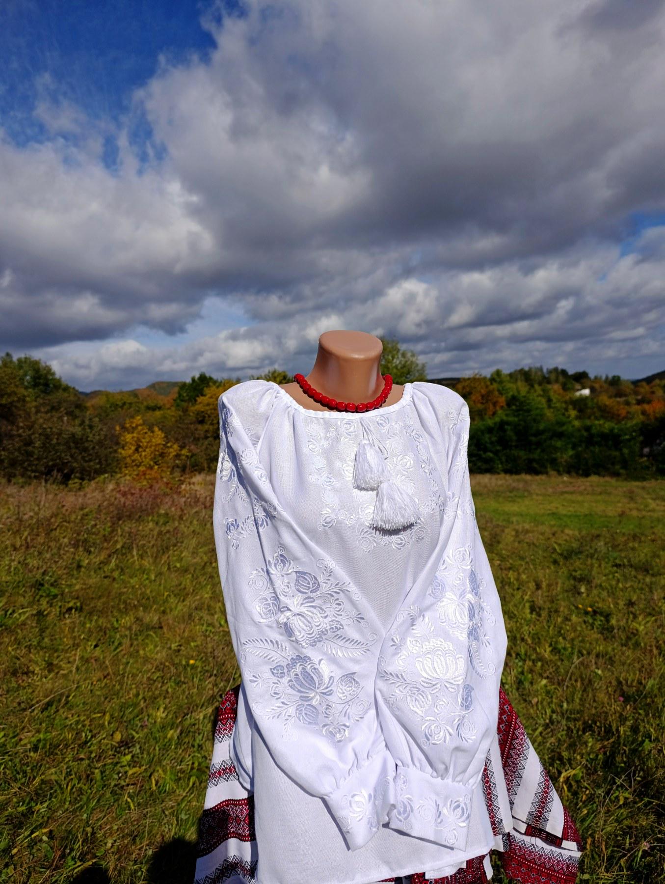 Вишиванка жіноча натуральному домотканому полотні р. 62 Білий (995657289) - фото 3 Вишиванка жіноча натуральному домотканому полотні р. 62 Білий (995657289) - фото 3