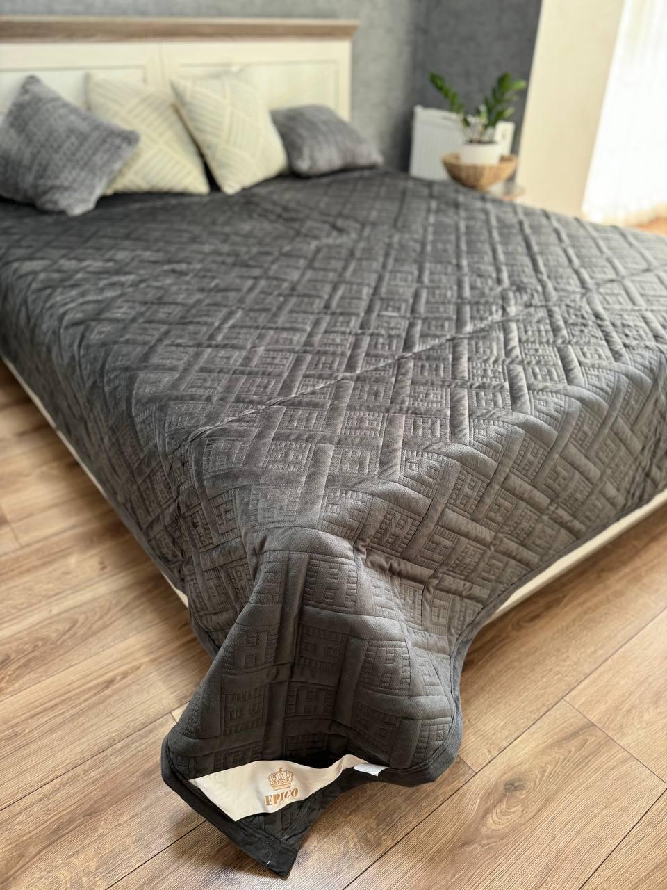 Плед велюровый Макси 230х260 см Графитовый (14071260) - фото 1