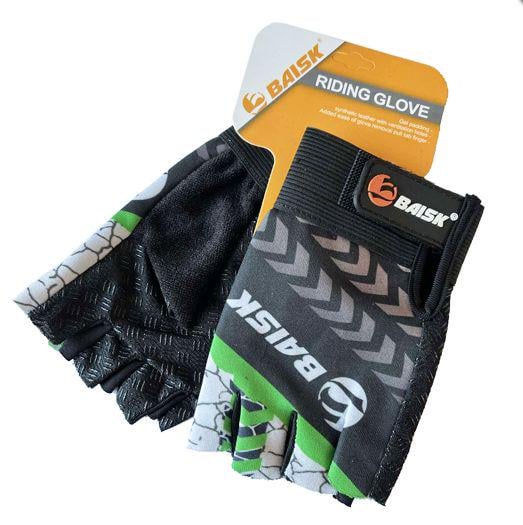 Велоперчатки беспалые Baisk BSK-002 One size Black/Green (6eeebda5)
