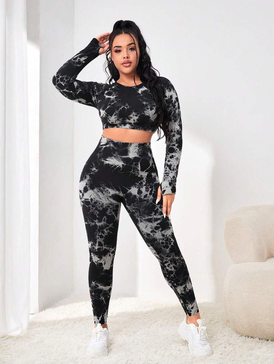 Лосины женские Marble большого размера мраморные батал Plus Size XXL Черный (70149/XXL) - фото 5