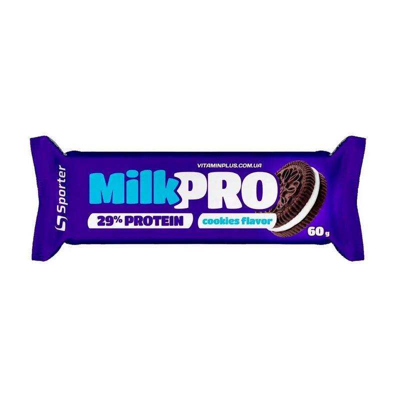 Протеиновый батончик 17 г білка без добавленного сахара Sporter Milk Pro 29% 60 г Печенье