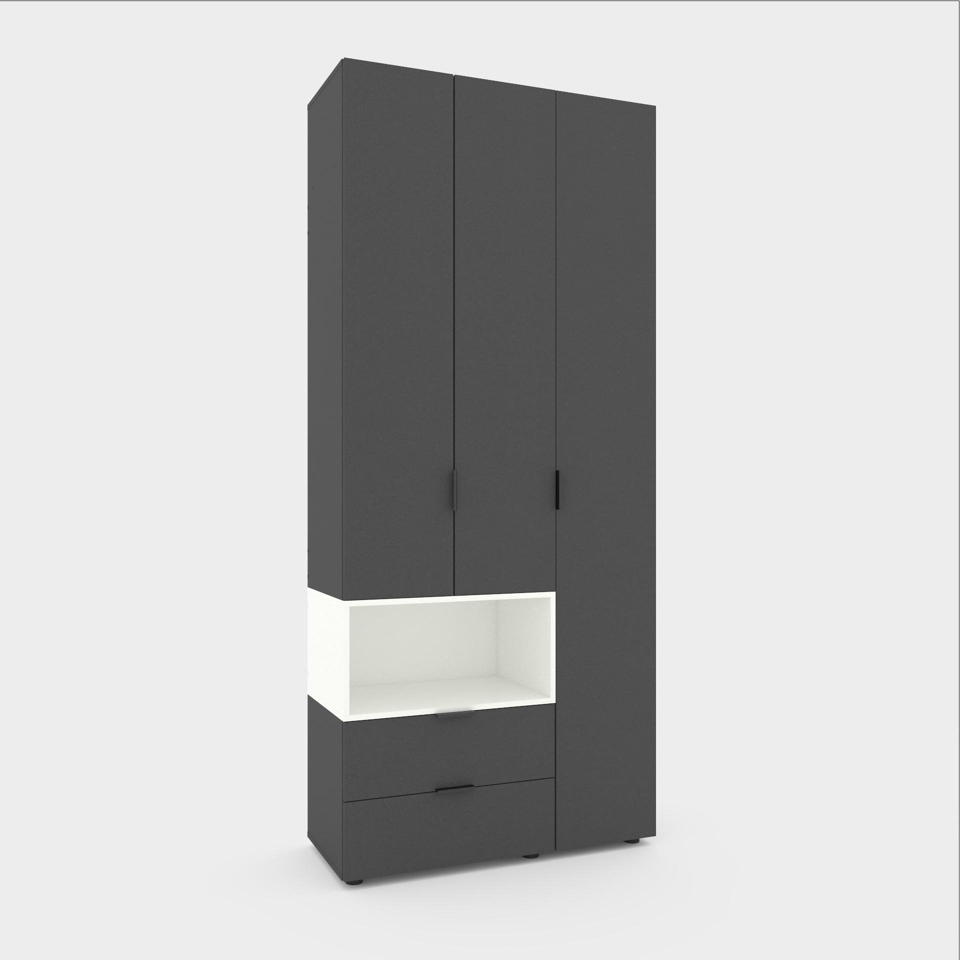 Шкаф Metkas Home A002L ЛДСП 1000x420x2300 мм Антрацитовый/Белый Снег - фото 1