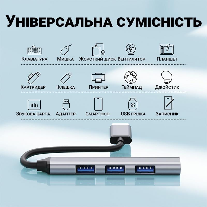 USB Type-C хаб Digital Lion UH-05 концентратор/разветвитель для ноутбука на 4 порта USB - фото 8