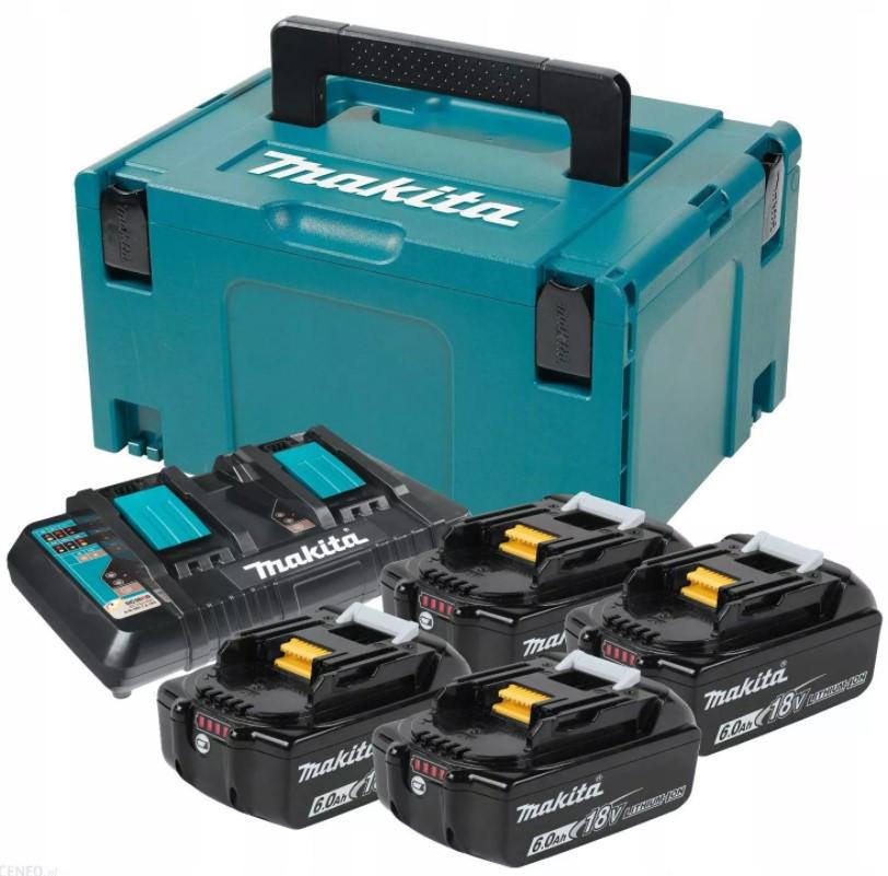 Набор аккумуляторов LXT Makita 198091-4 18 В 6 Ач 4 АКБ BL1860B и зарядное устройство DC18RD с Makpac кейсом (4675)