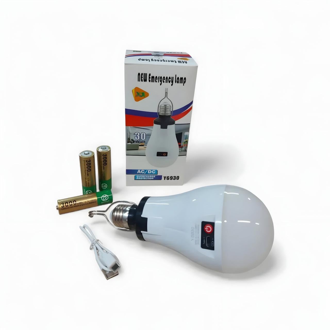 Лампочка LED аккумуляторная 30 Вт 3 аккумуляторные батареи (6930)