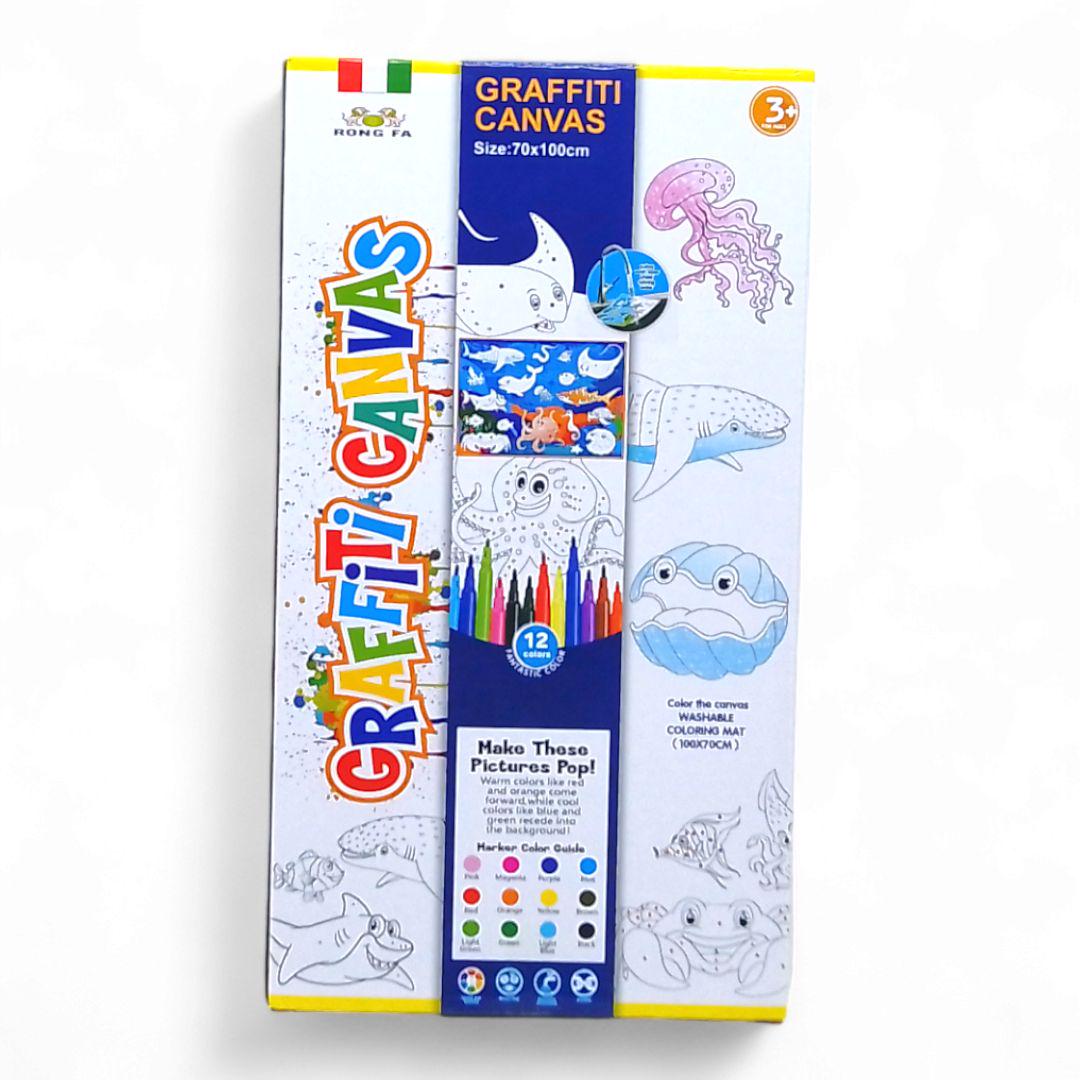 Коврик для рисования Grafiti canvas с 12 фломастерами (240086)