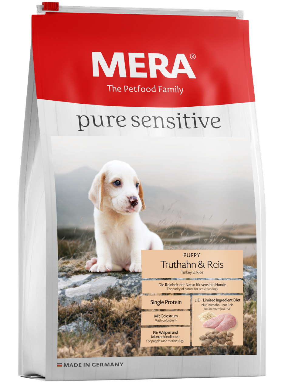 Корм сухий для цуценят та годуючих собак MERA Pure Sensitive Puppy Turkey&Rice з індичкою та рисом 4 кг (1692429583)
