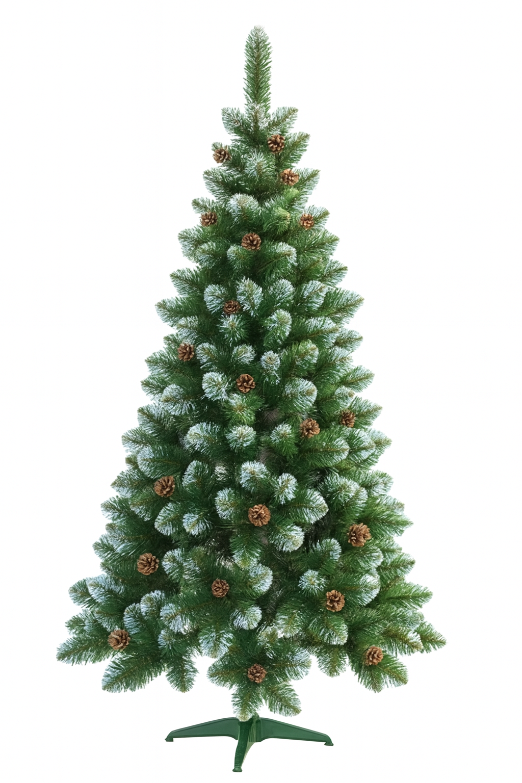 Штучна ялинка пухнаста зі снігом YaLINKA Е18 з шишками з вогнетривкого матеріалу 180 см Зелений (10105513)