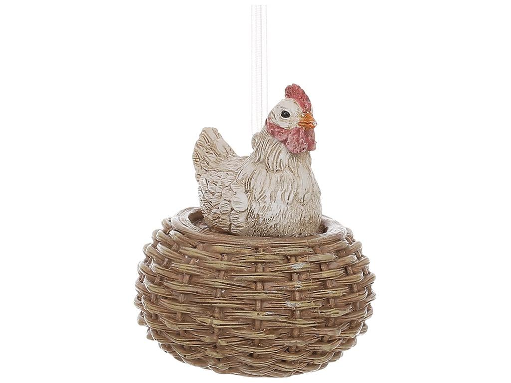 Декоративная фигурка-подвеска Курочка в корзине 5,5х5,5х6,5 см (BDI-K07-777)