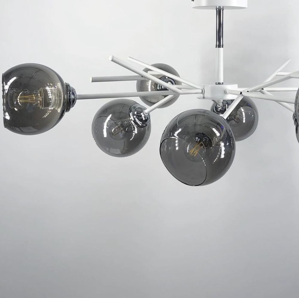 Люстра стельова на 8 графітових плафонів Білий (088/8 WT) - фото 4 Люстра стельова на 8 графітових плафонів Білий (088/8 WT) - фото 4