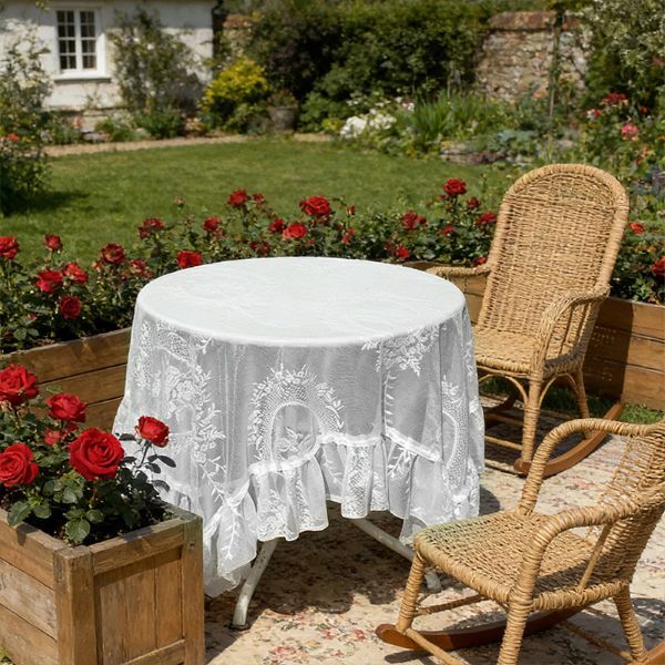 Кружевная скатерть 150x150 см Белый (C02431)