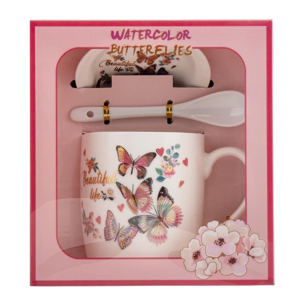 Кружка керамическая Elisey Butterflies 350 мл Белый (9066-002)