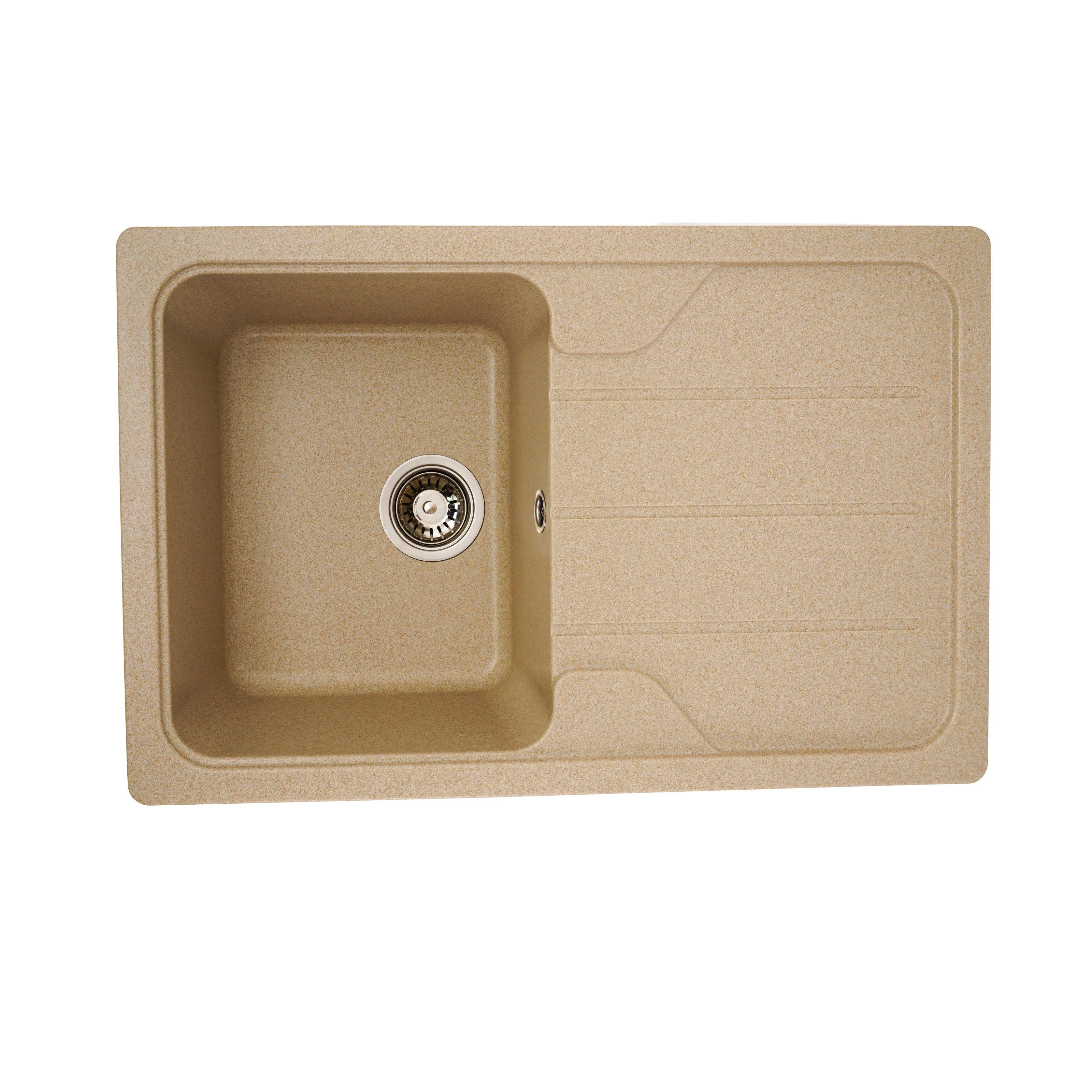 Мойка кухонная Platinum PLS-A25156 прямоугольная гранитная 780x500 мм Бежевый (152156)