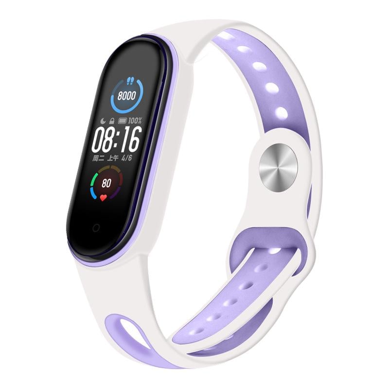 Ремешок Sport Style BeCover для Xiaomi Mi Smart Band 5/Mi Smart Band 6 White/Purple (705175)