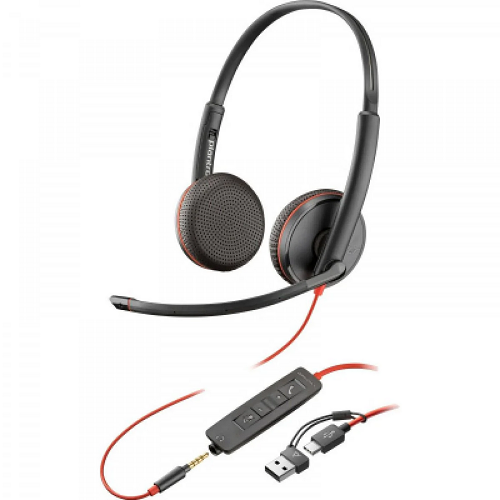Навушники Poly BlackWire C3225 USB-C HS Stereo 3,5 мм Plug USB-C/A Adapter Black (8X229A6)