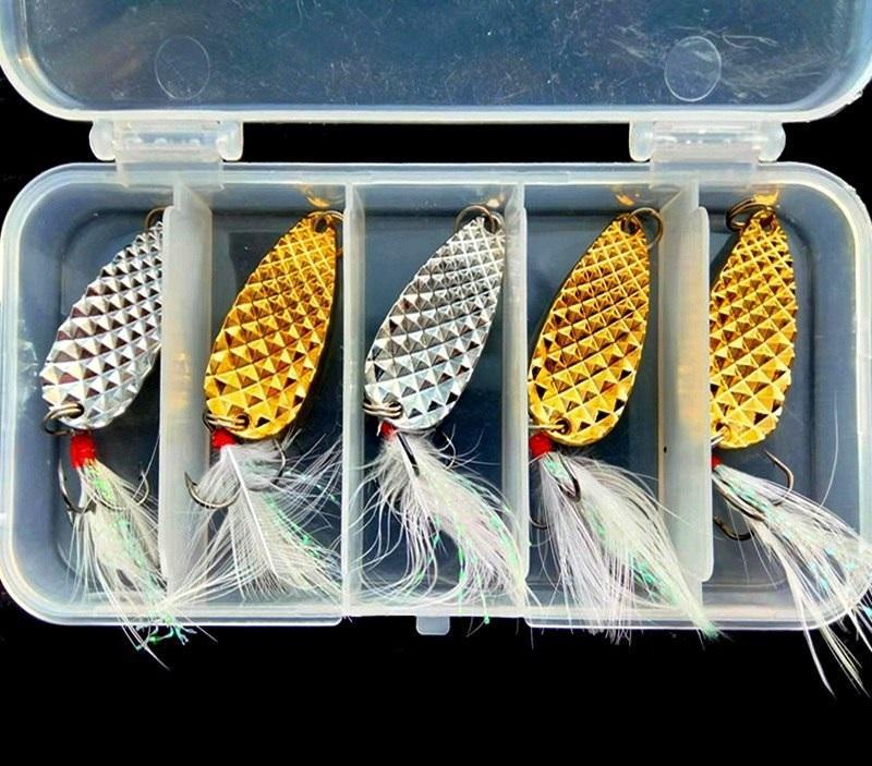 Набір наживок для риболовлі GT К4 блешні з гачками та коробка 5 шт. 7 г (Е051441)