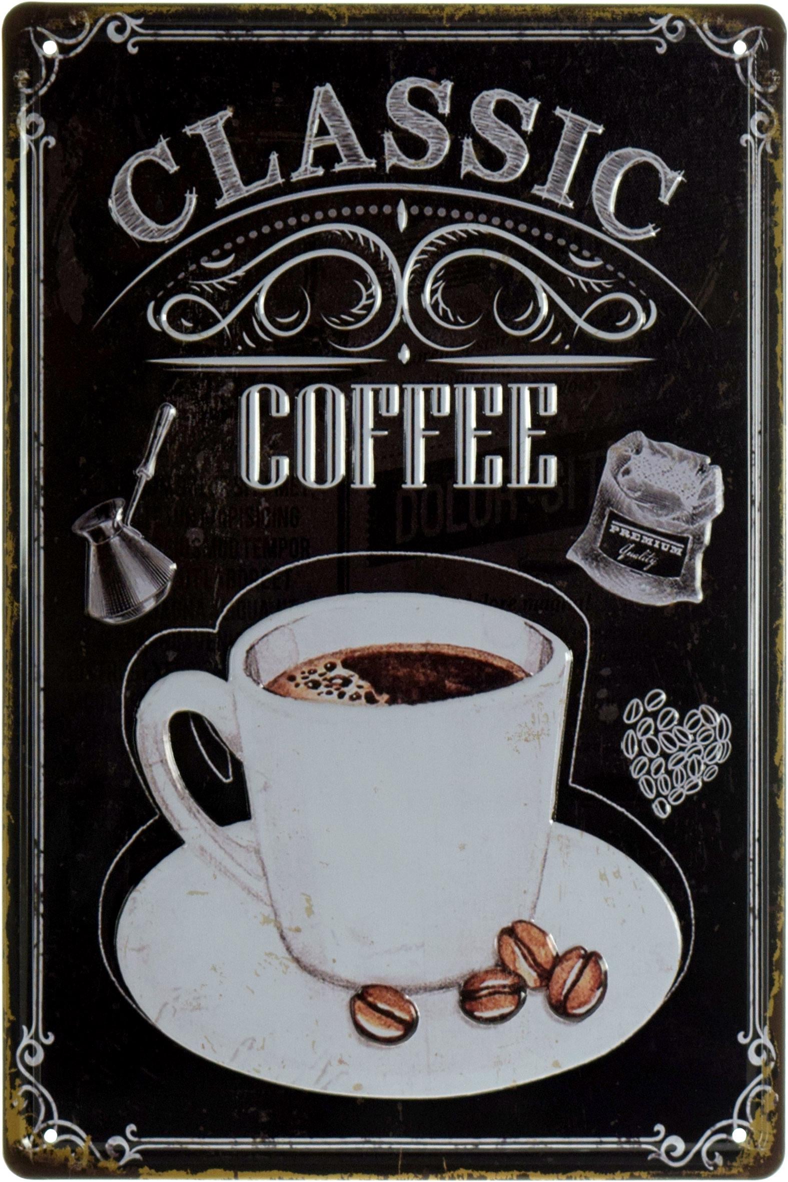 Табличка металлическая Классический Кофе/Classic Coffee 20x30 см