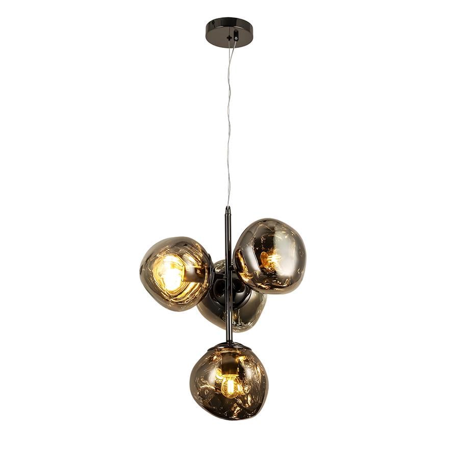 Люстра підвісна 793CH01-4 SMGY 180 E27 з 4 незвичайними плафонами Чорний/Хром - фото 4