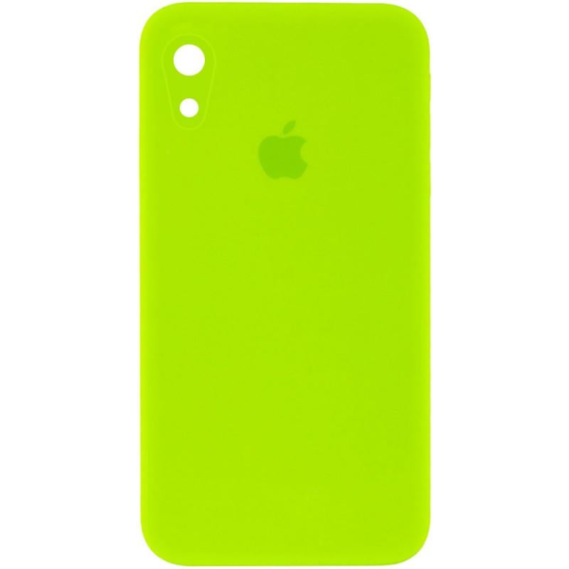 Противоударный чехол Silicone Case Square Full Camera Protective (AA) для Apple iPhone XR (6.1") Салатовый / Neon green