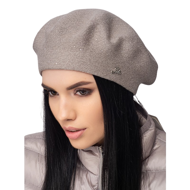 Берет женский Leks Долина двойной с паетками Какао (128951)