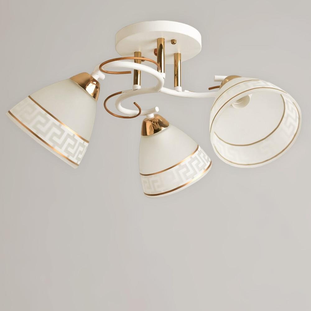 Люстра стельова Light House SRS-19867/3 WT/FG з облямівкою Білий/Золотий