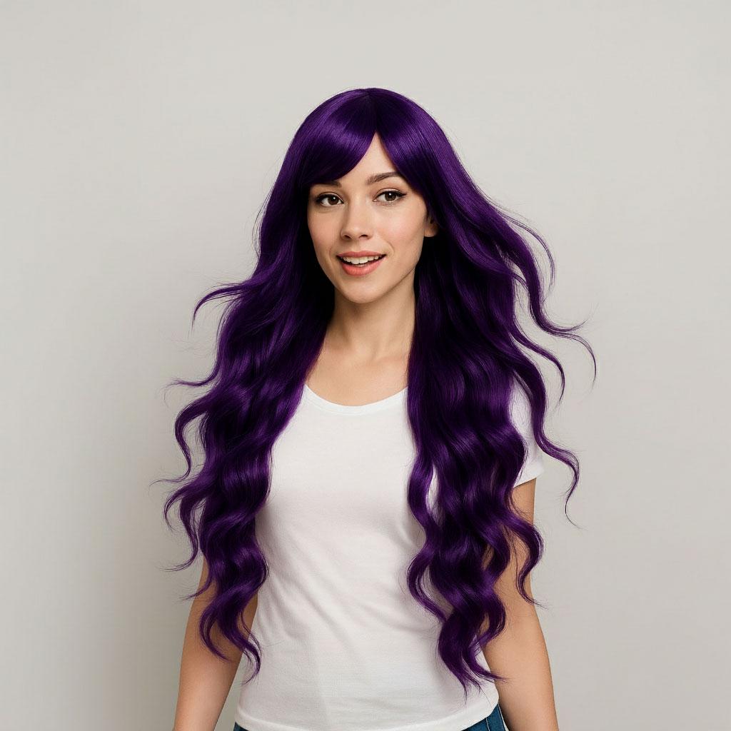 Перука хвиляста фентезі косплей канекалон термостійкий 80 см Фіолетовий (K0710-10)