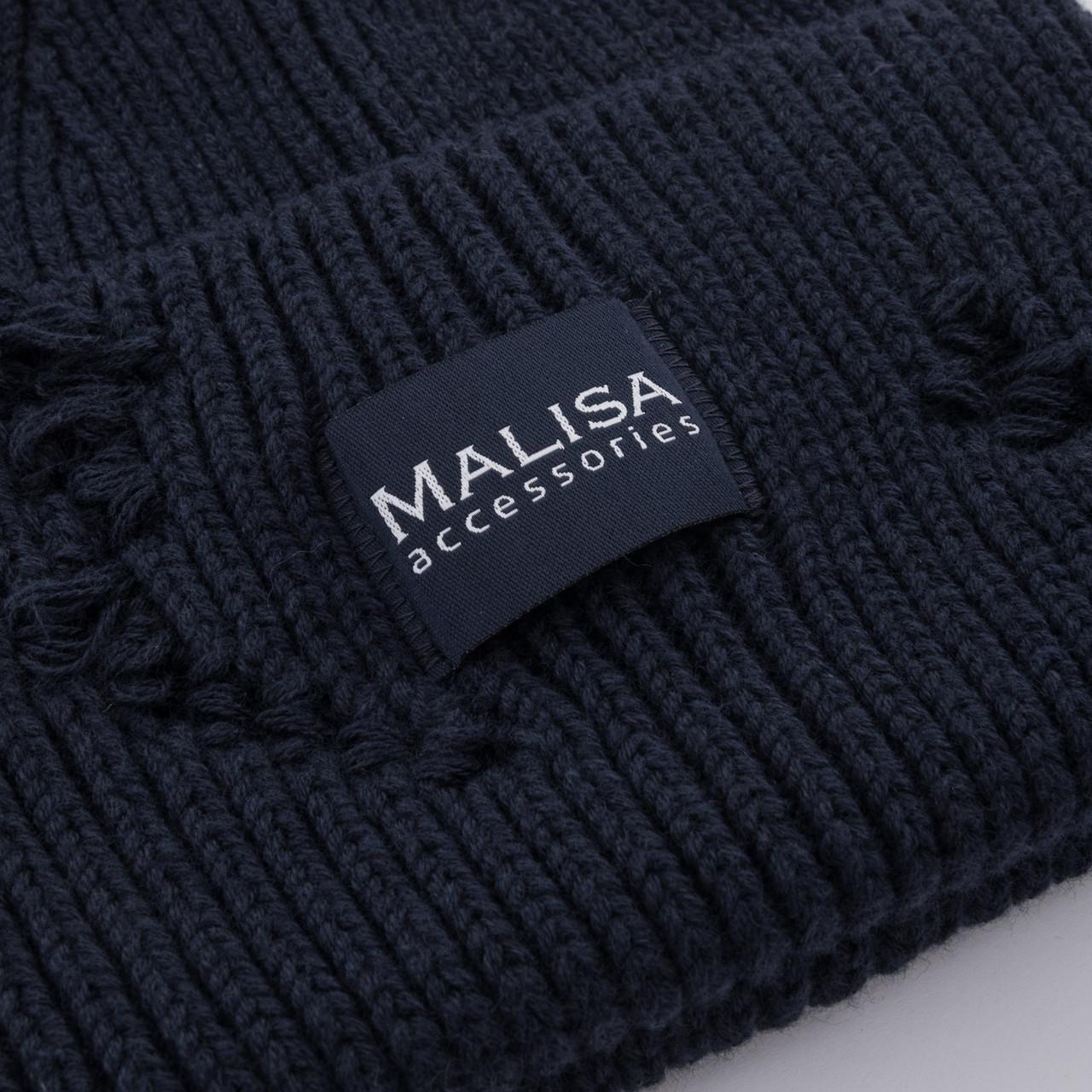 Шапка жіноча Malisa БРУНО без підкладки рвана з емблемою на відвороті one size Ворон (254222) - фото 4