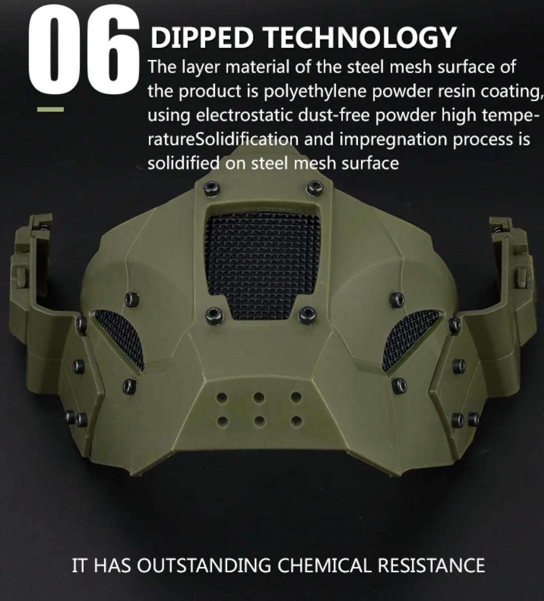 Маска Iron Warrior з кріпленням до шолома Airsoft Зелений (MK001014) - фото 9