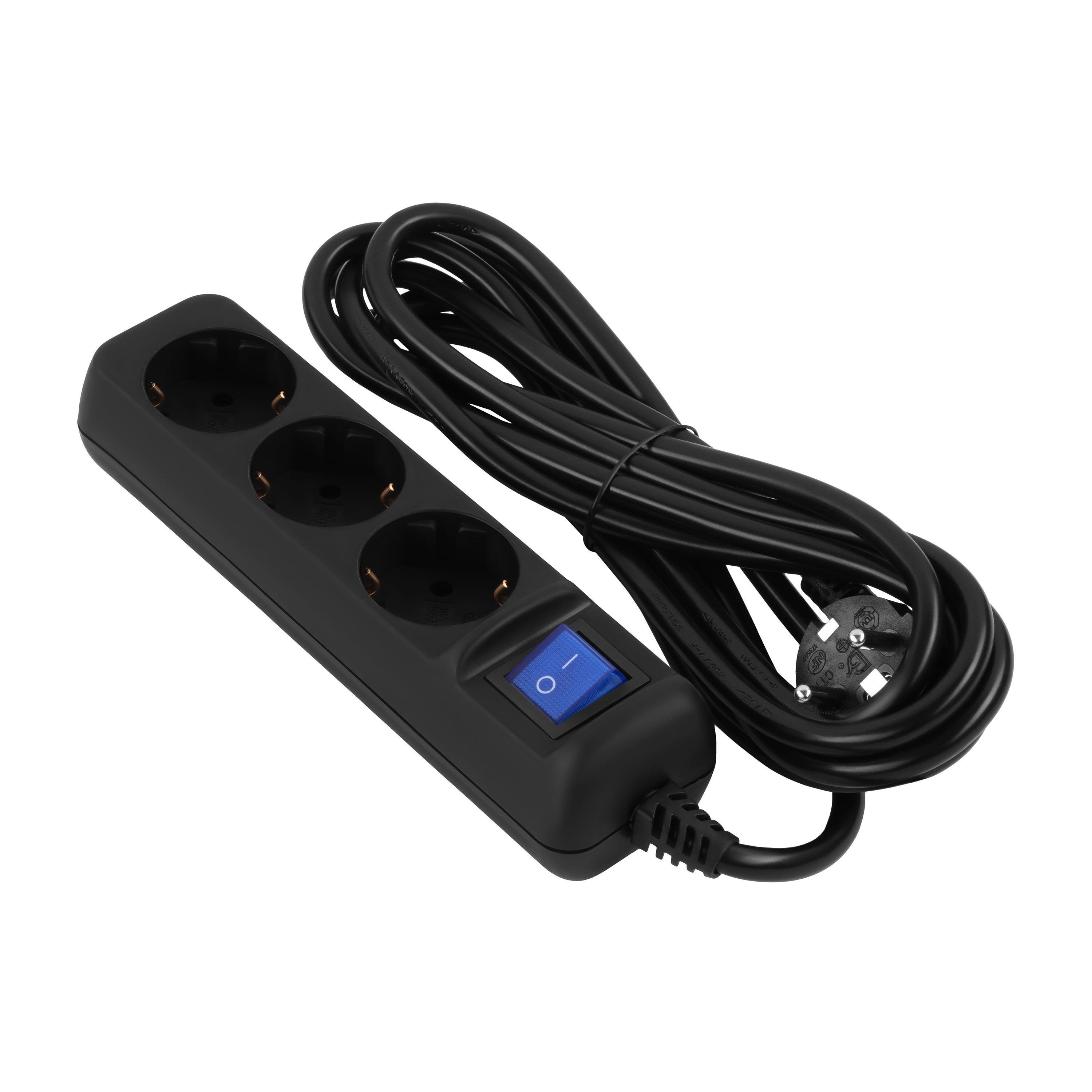 Удлинитель 2E U03ESM3BK 3 розетки 16А 3 м Черный (28606405)