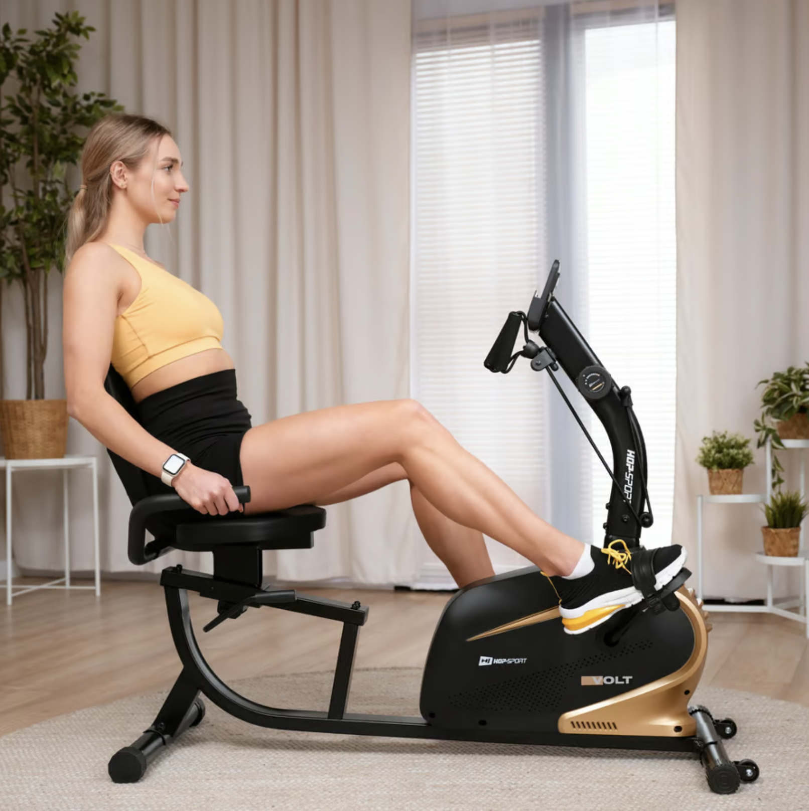 Велотренажер горизонтальний Hop-Sport HS-045L Volt магнітний Золотистий (4730) - фото 4 Велотренажер горизонтальний Hop-Sport HS-045L Volt магнітний Золотистий (4730) - фото 4