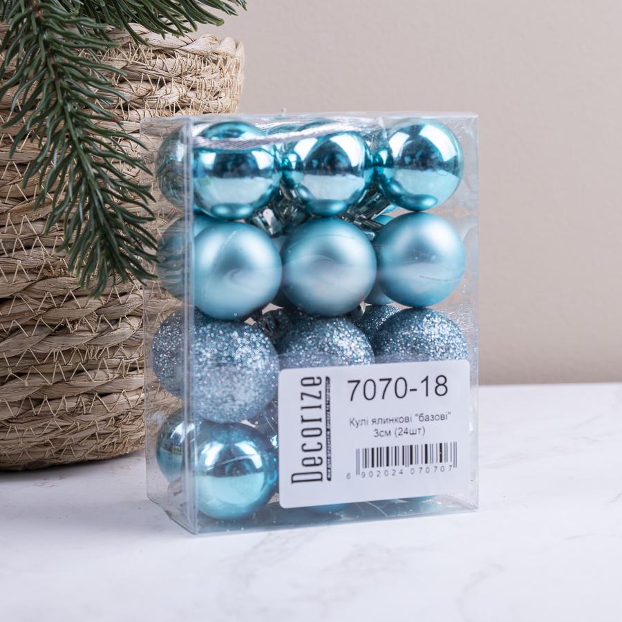 Шары елочный 3 см 24 шт. Голубой (7070-18) - фото 1