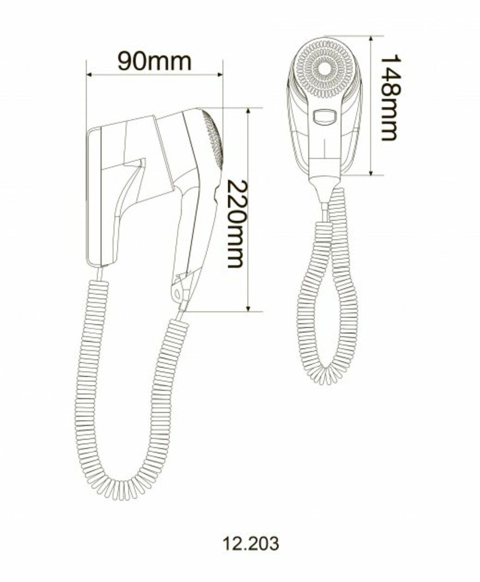 Фен настенный HOTEC 12.203 ABS White (TK-12.203) - фото 2