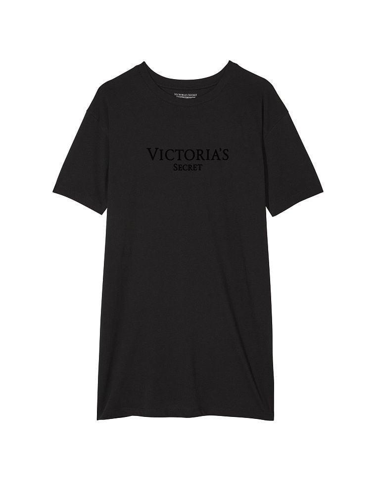 Нічна сорочка Victoria's Secret Cotton Sleepshirt Logo M/L Чорний (2094625126) - фото 3