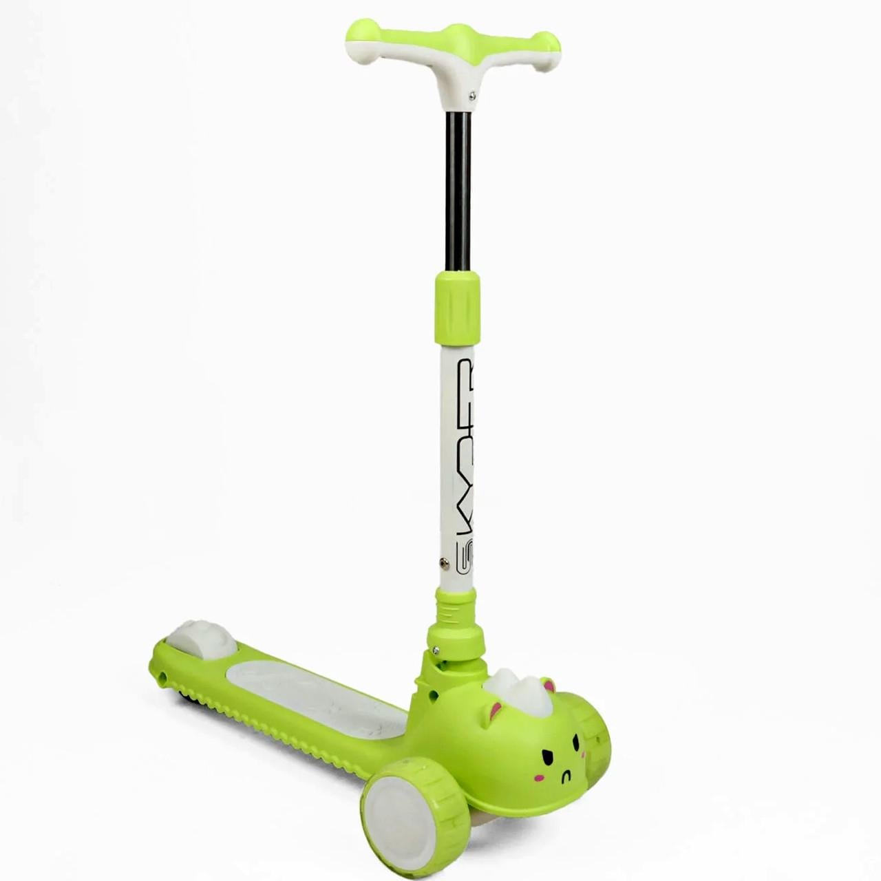 Самокат детский трехколесный Skyper с светящимися колесами/складочный руль Зеленый (32961444)