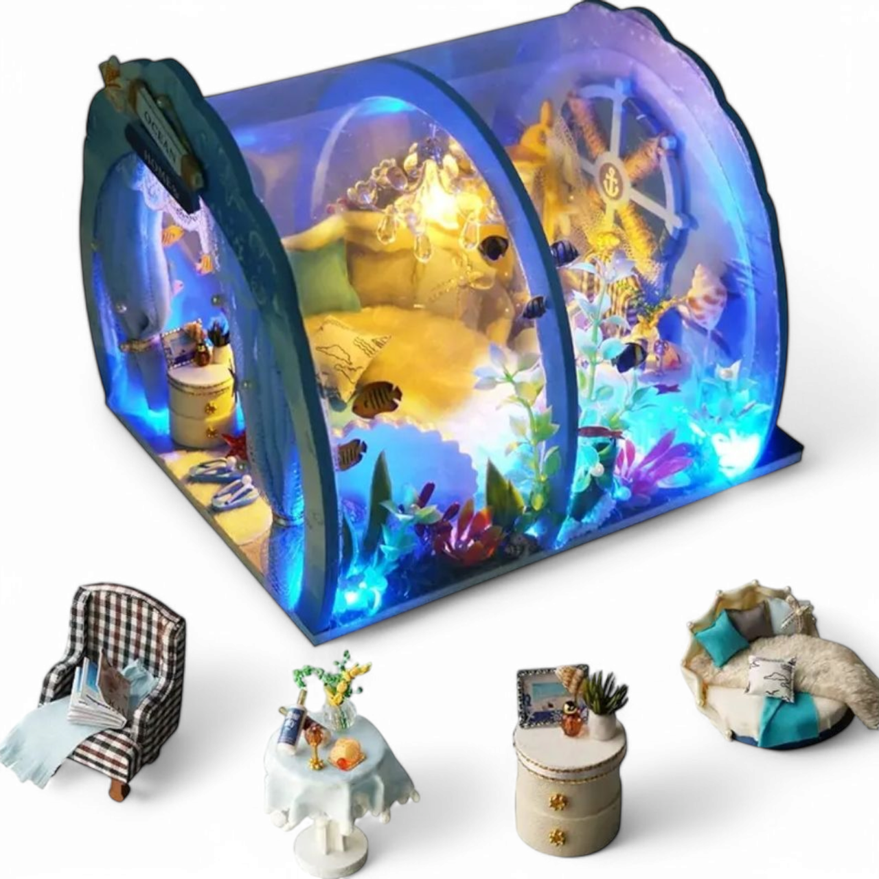 Конструктор 3D Roombox Ocean house кукольный домик с подсветкой сборный (2531155816)