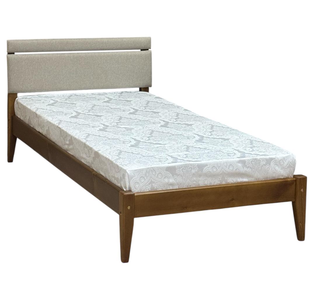 Кровать односпальная деревянная Скиф Л-158 с мягким изголовьем 90х190 см Тиковое дерево/Твист-3 (27975589)