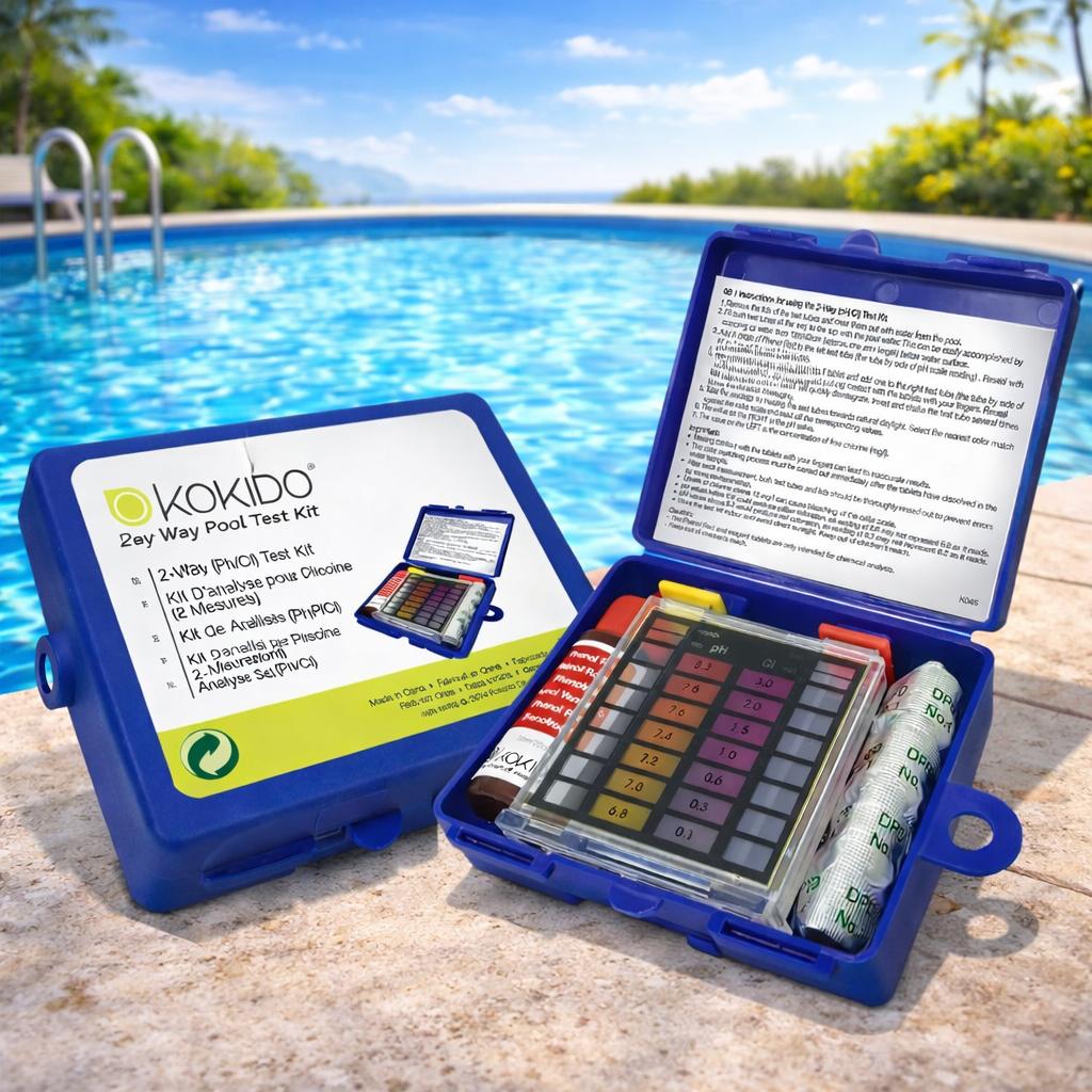 Тестер капельный Kokido PhenolRed для бассейна и таблеточный для измерения свободного хлора и pH