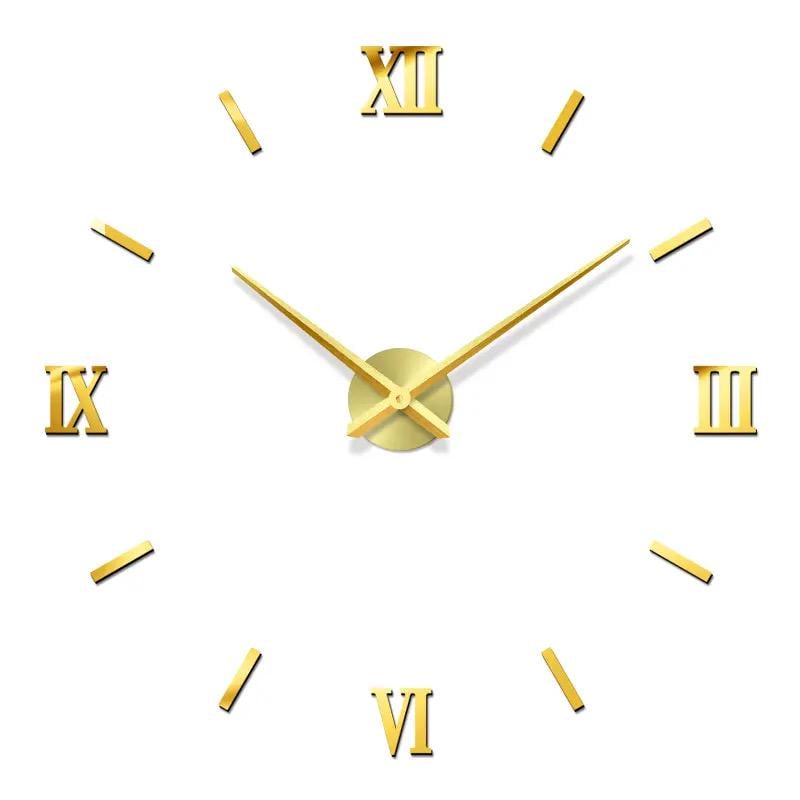 Часы настенные 3D большие Vestal с зеркальным эффектом d 60х130 см Золотой