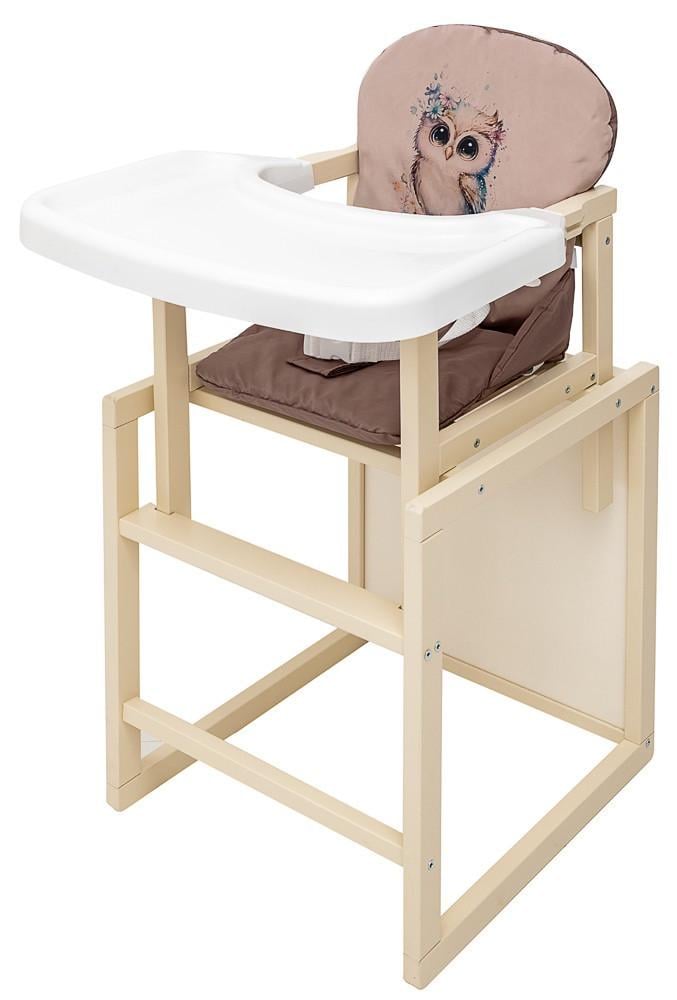 Стільчик-трансформер дитячий для годування Babyroom Пеппі-260 2в1 дерев'яний розкладний 47х50х93 см Слонова кістка капучіно (150-7-680985)