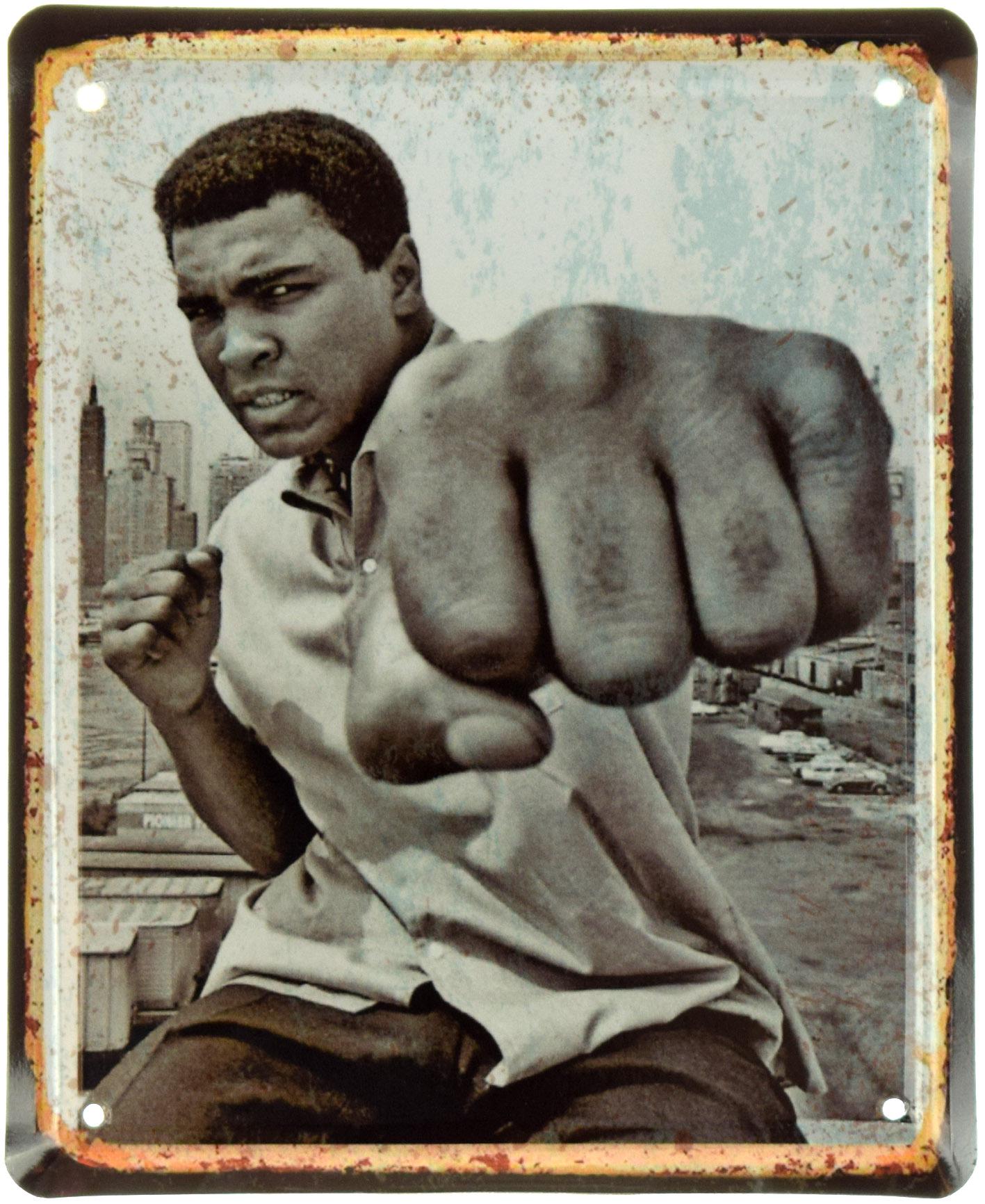 Табличка металлическая Мохаммед Али Удар/Muhammad Ali 18x22 см