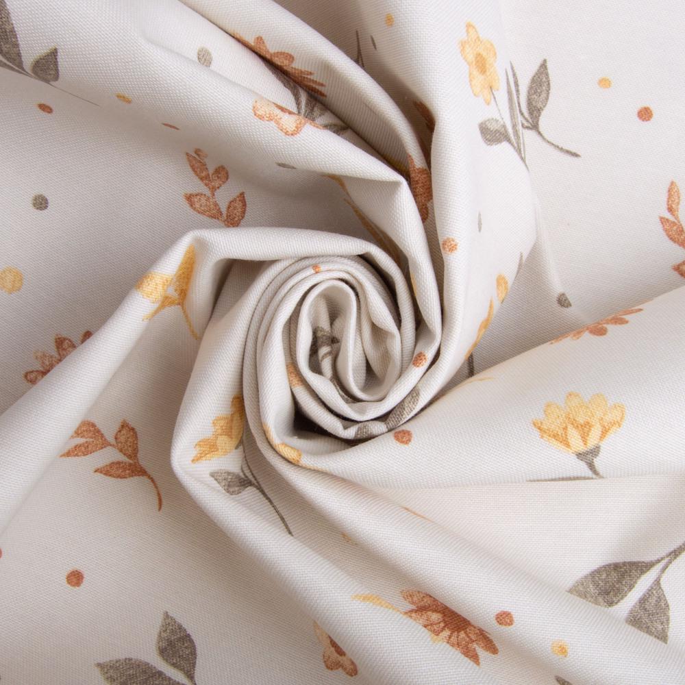 Тканина декоративна скатерна Квіти бавовна з водовідштовхувальним просоченням 220 гр/м2 180 см Бежевий (26926) - фото 2