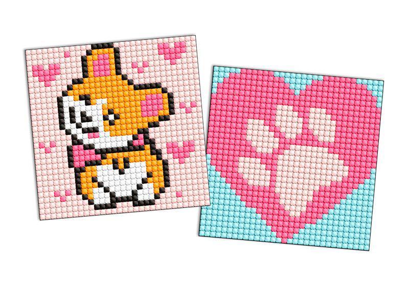 Алмазная мозаика на стикере Ideyka Корги из 2 сюжетов 9х9 см (Id-AMS1058)