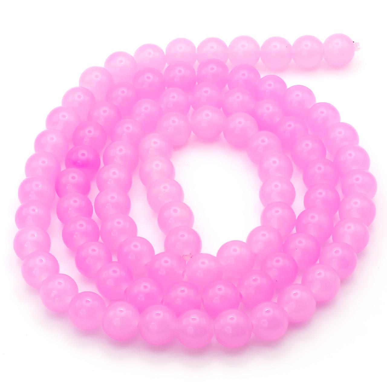 Бусины стеклянные имитация камня 10 мм 80 см 90 шт. Розовый (БЖ0010н10)