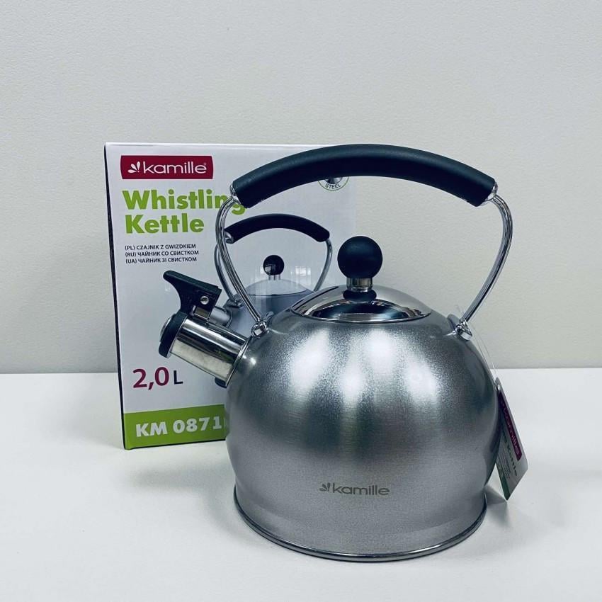 Чайник Kamille KM-0871 зі свистком з нержавіючої сталі 2 л (2326495370)